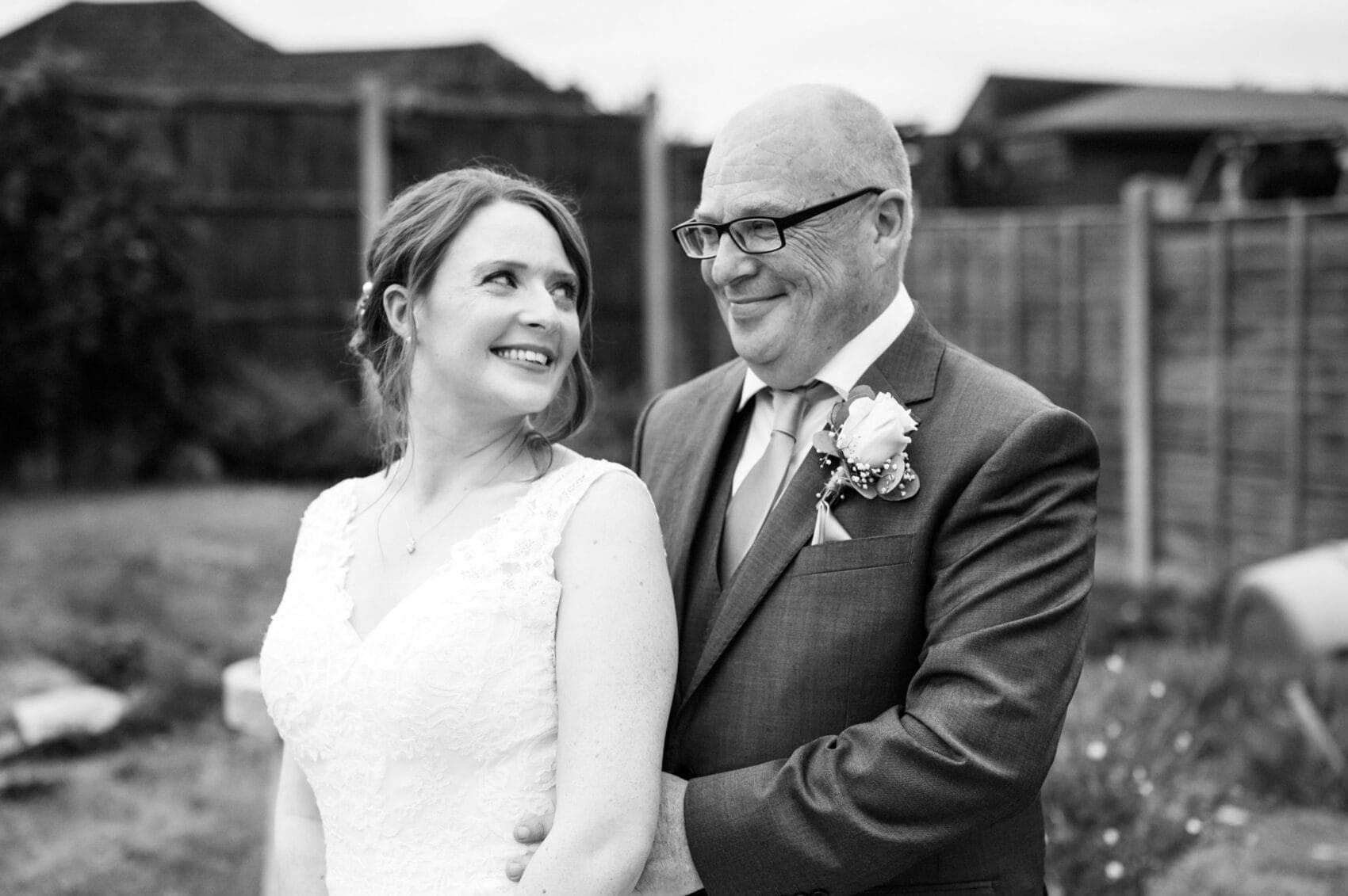 Bride and her father before heading off to St Mary's Catholic Church wedding