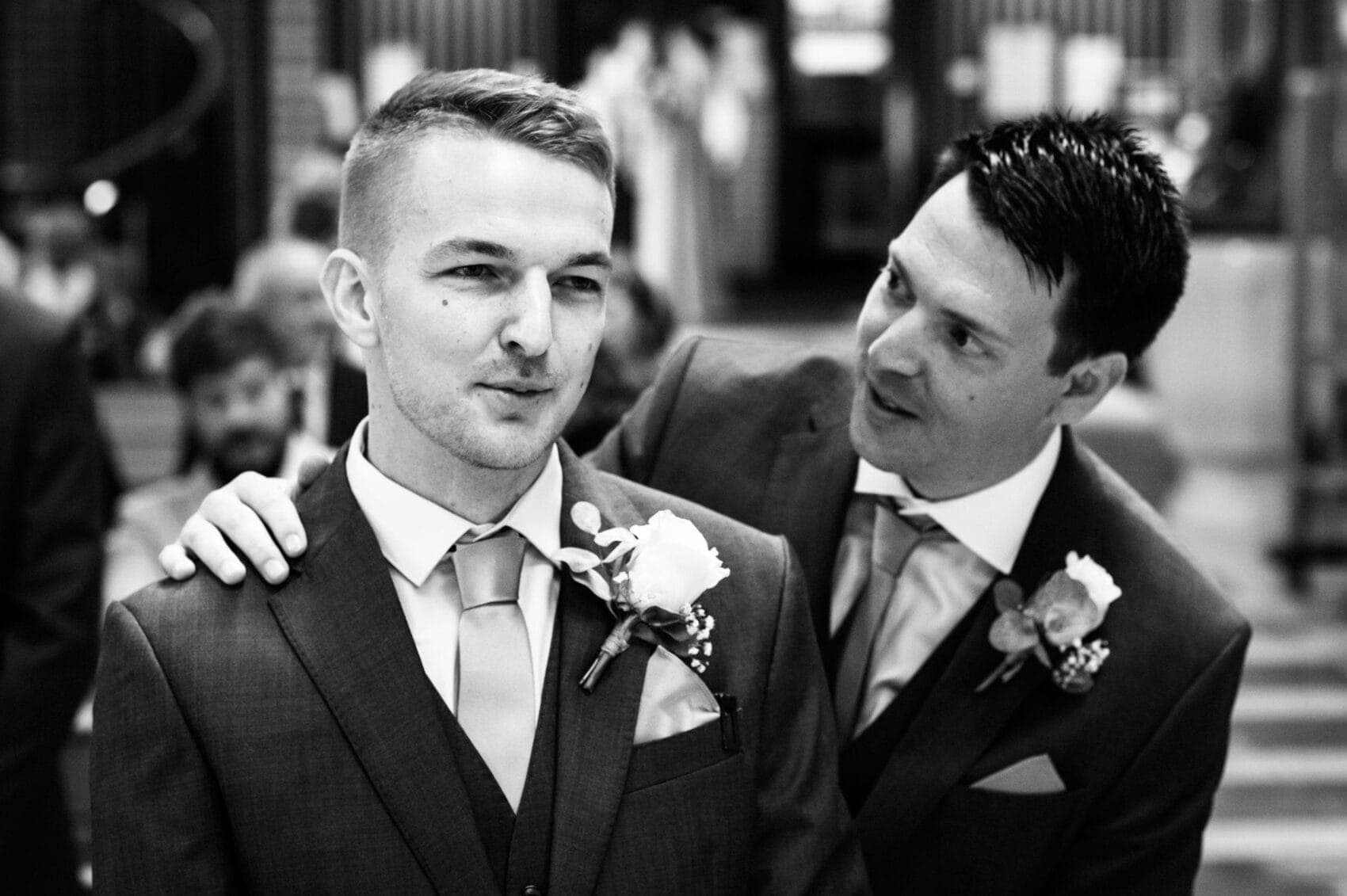 Groom, ben, waits in St Mary's Catholic Church for the bride to arrive