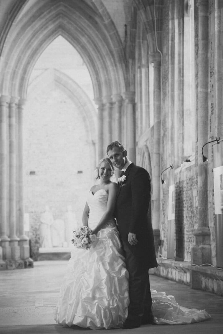 Bride and groom inside Milton Abbey Wedding