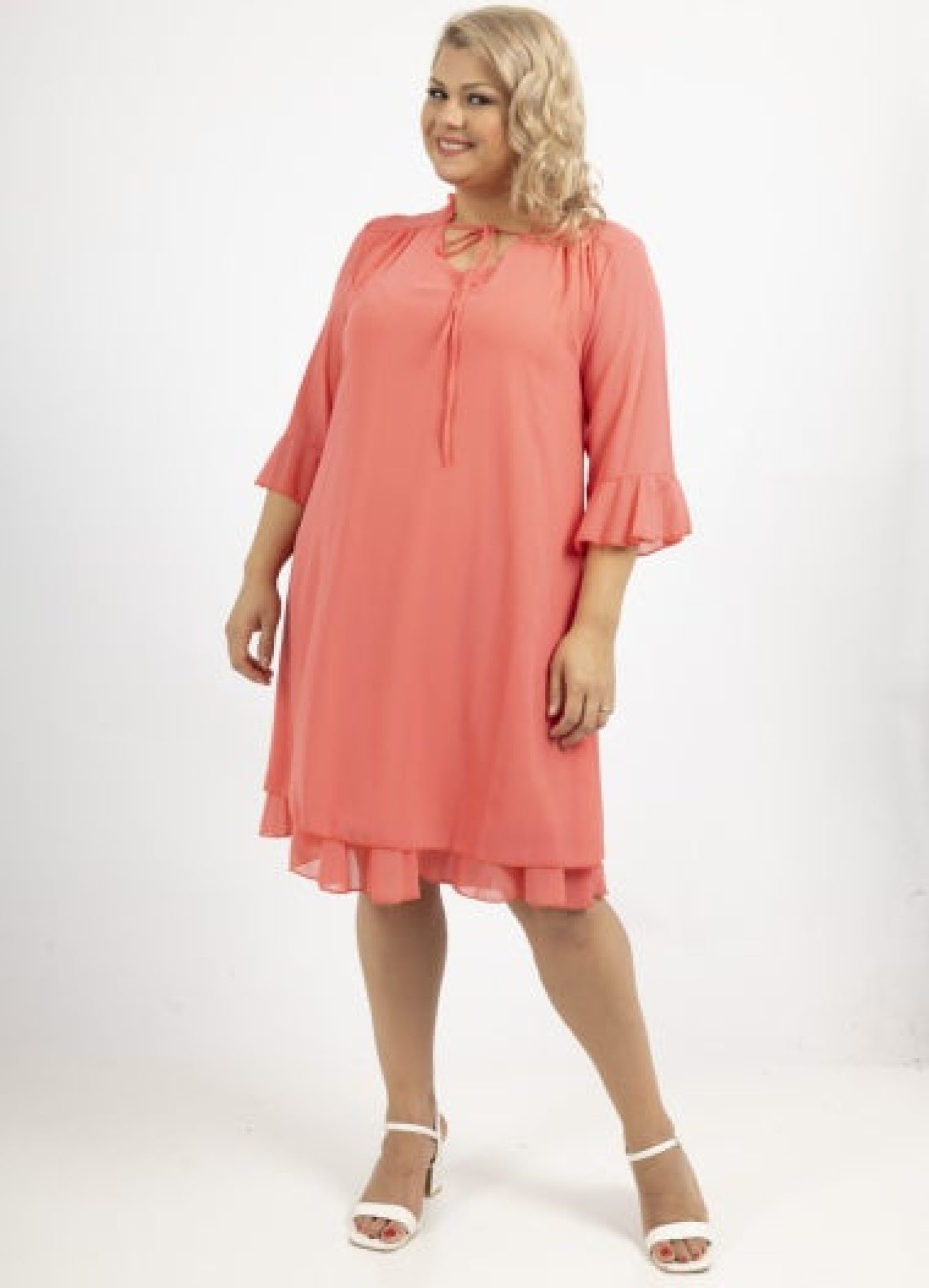 vestido de gasa peach pink