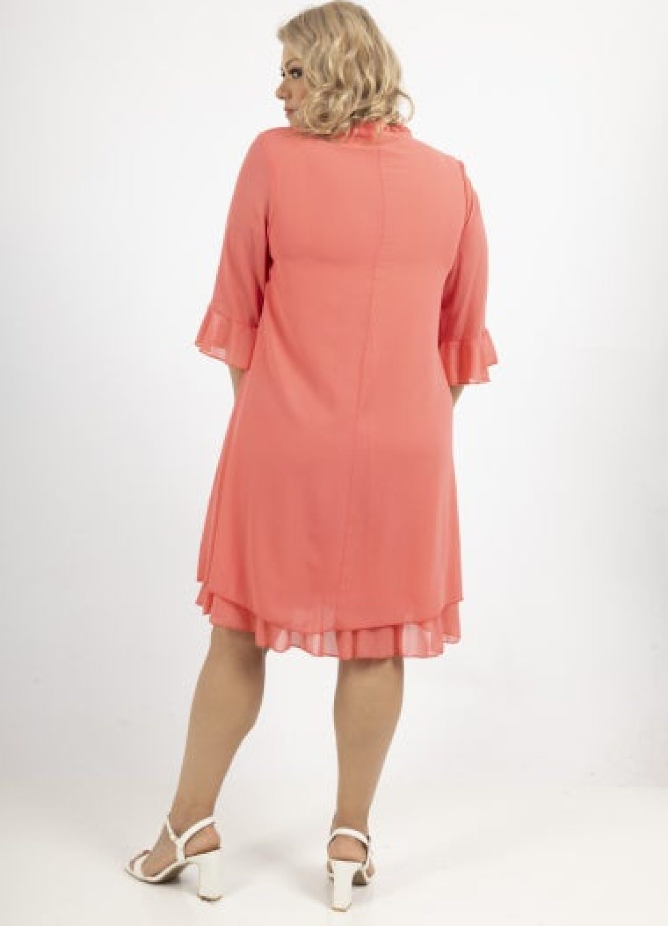vestido de gasa peach pink