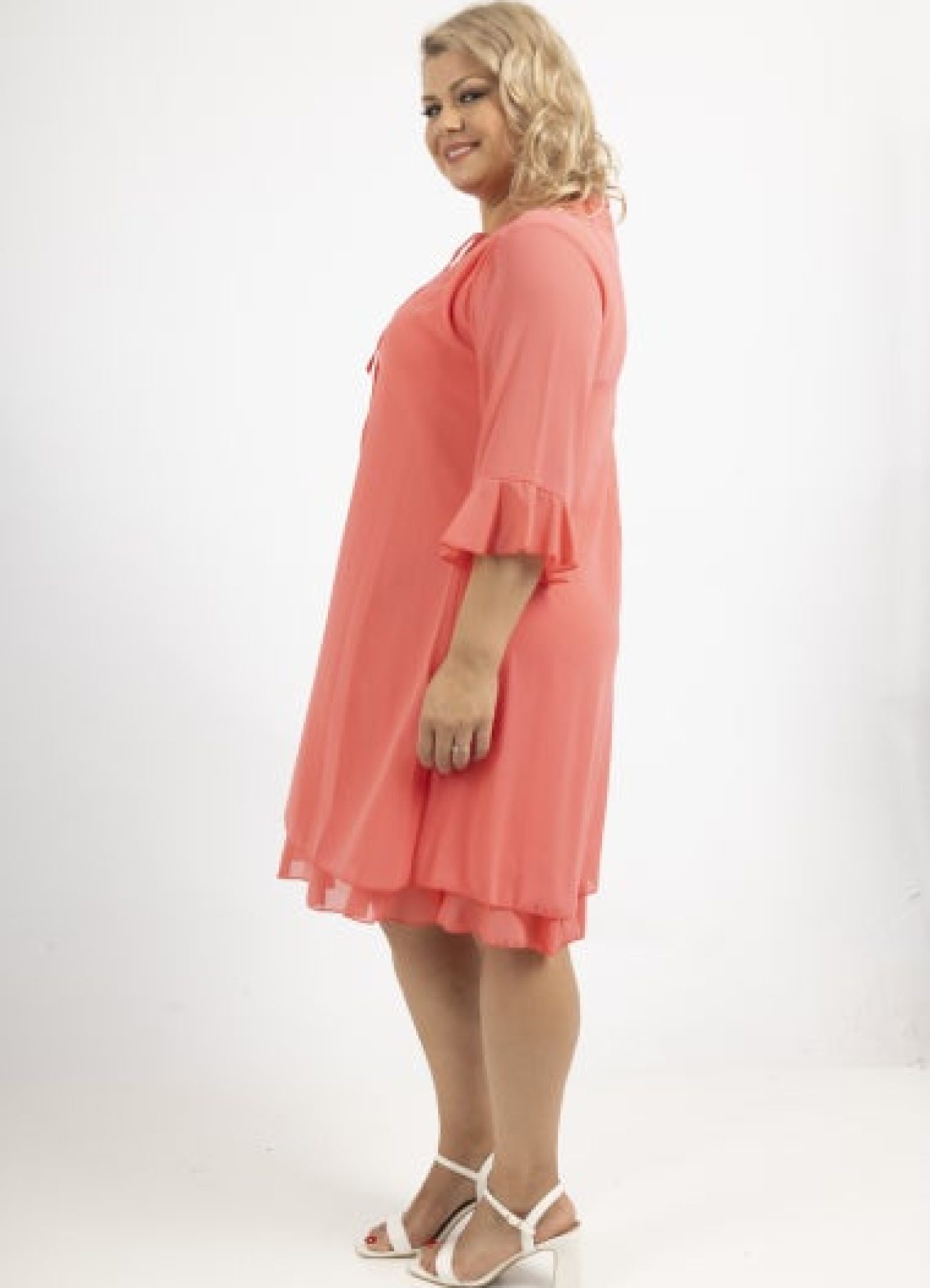 vestido de gasa peach pink