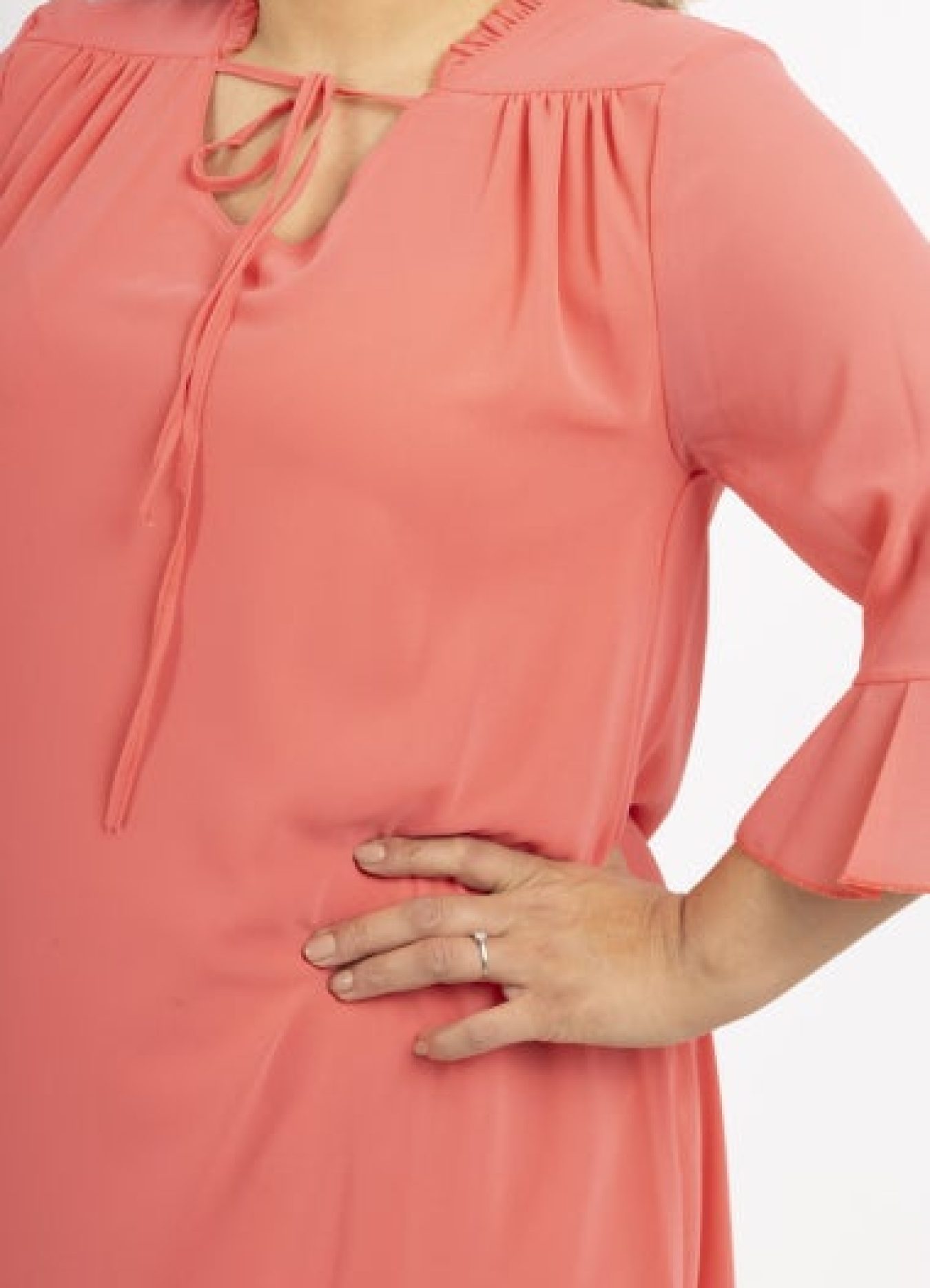 vestido de gasa peach pink
