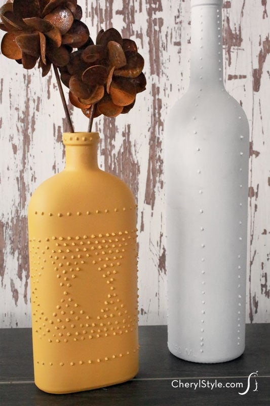 Puff Paint Bottle Vases