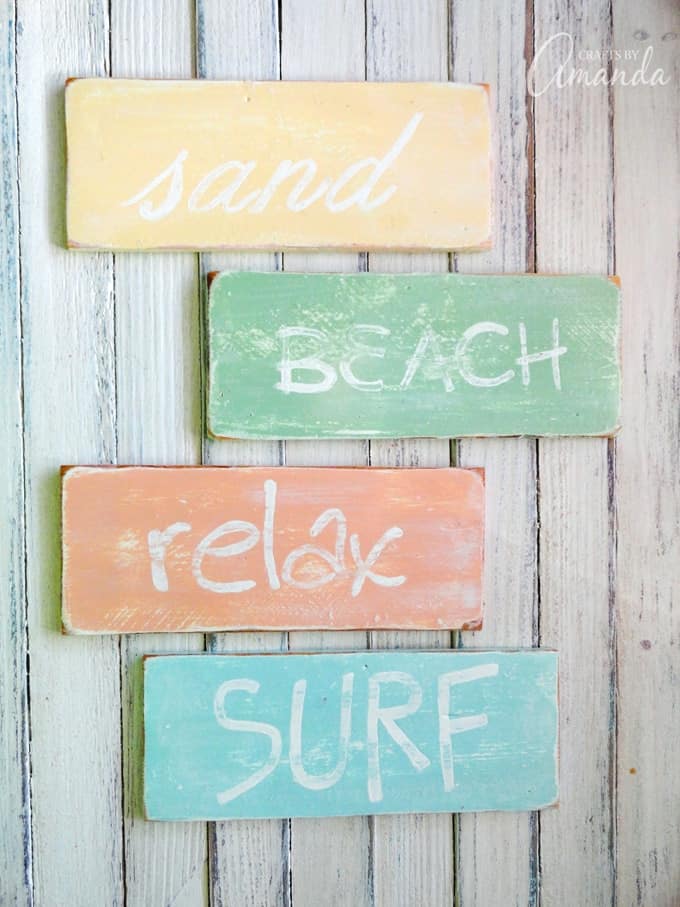 DIY weathered coastal signs