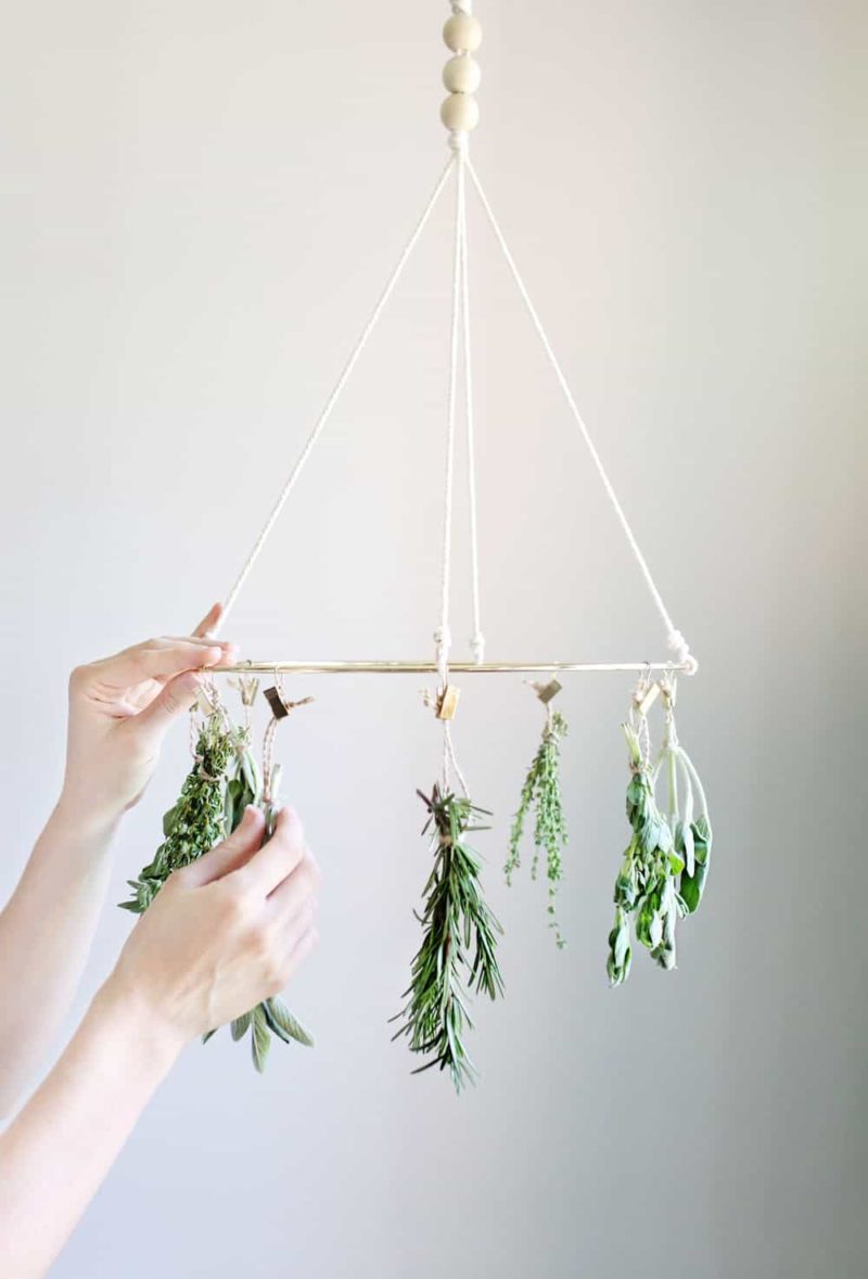 DIY herb drying rack