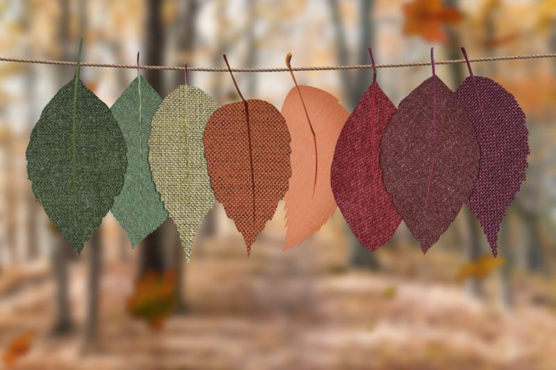 leaves made of fabric hanging