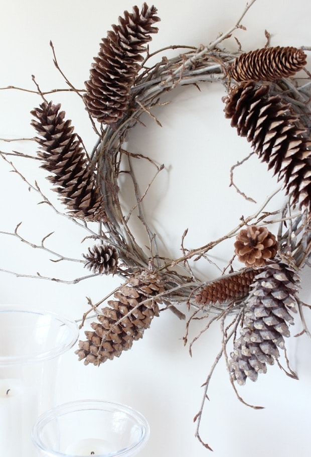 twig and pine cone wreath