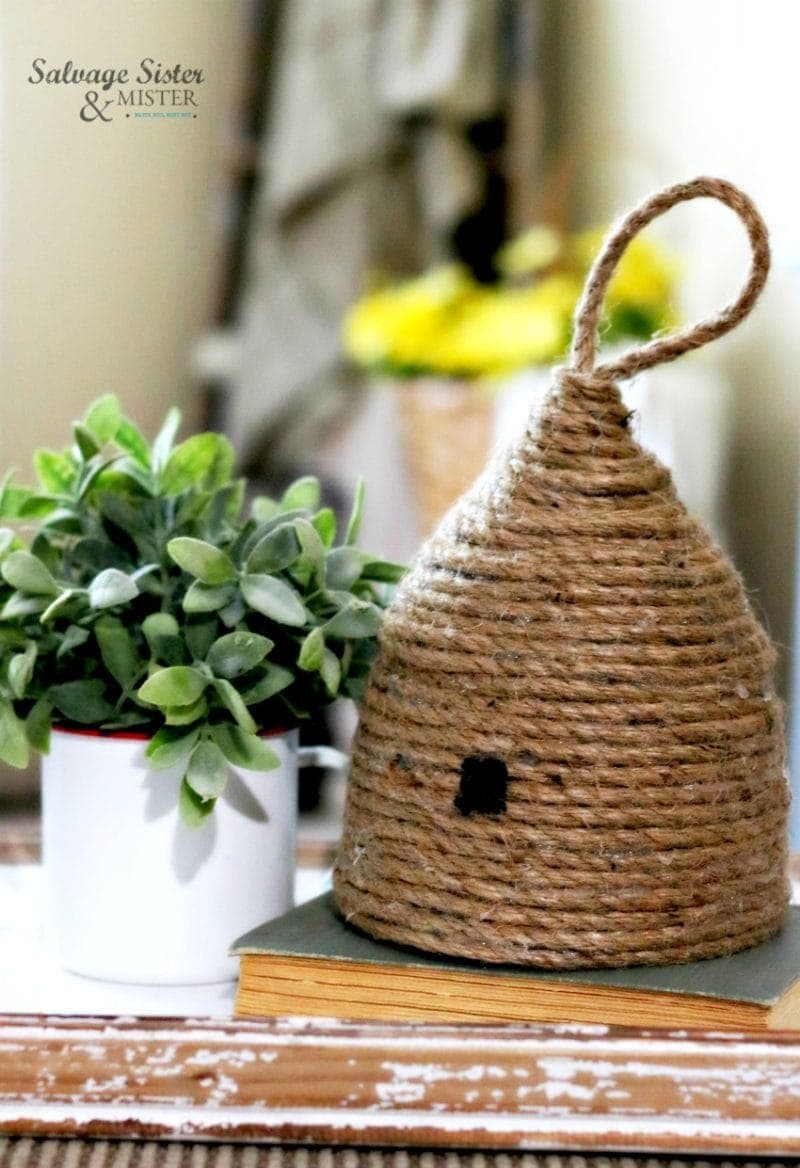 DIY beehive home decor made out of rope