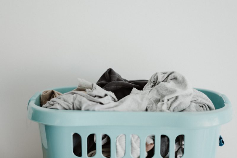 laundry basket filled with clothes