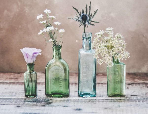 tinted glass bottle home decor