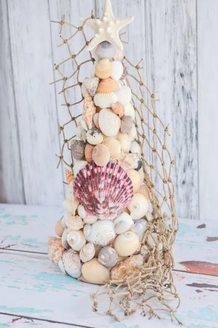 DIY coastal Christmas tree made from sea shells