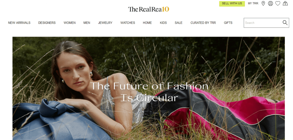 the RealReal website with text "The future of fashion is circular"