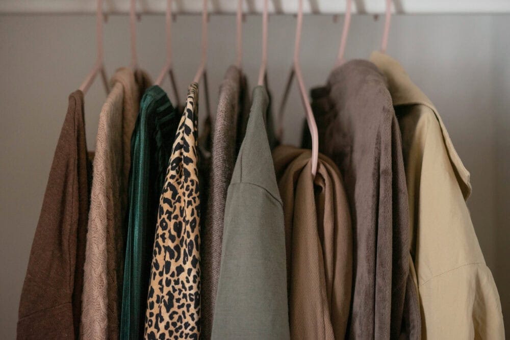 Capsule basic wardrobe in brown and beige colors