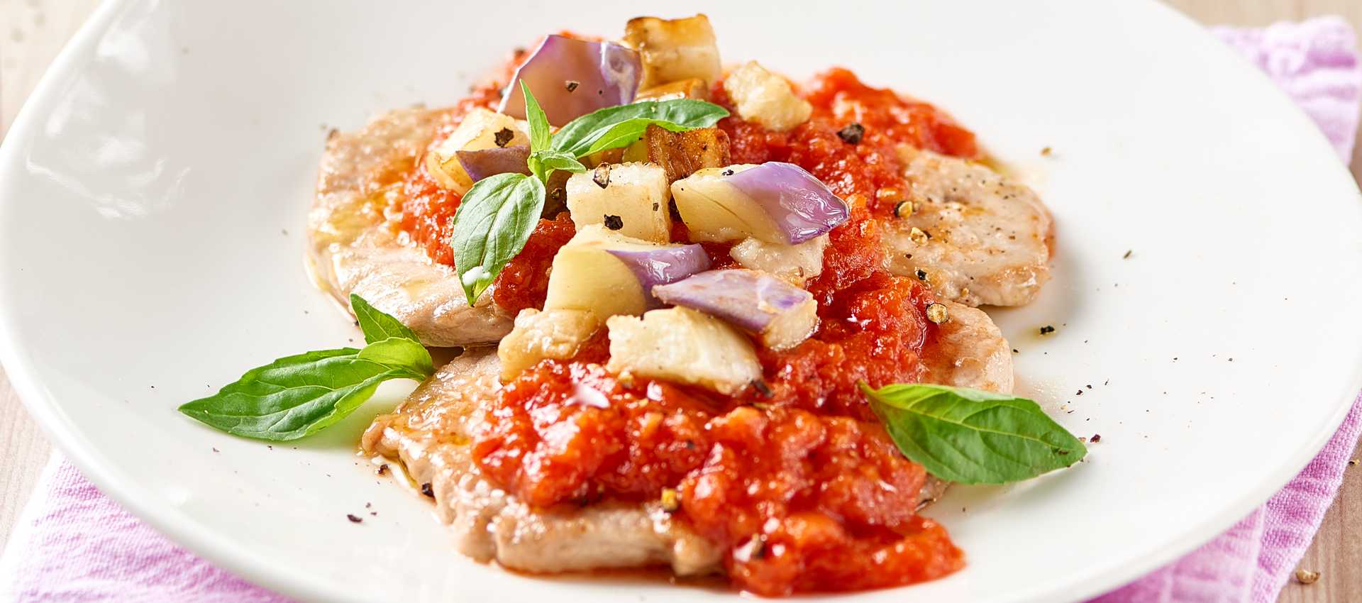 Scaloppine med tomat og aubergine