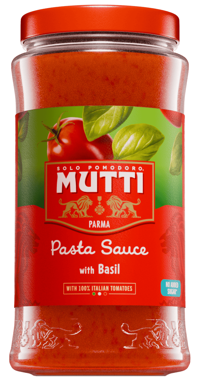 Pastasovs med basilikum