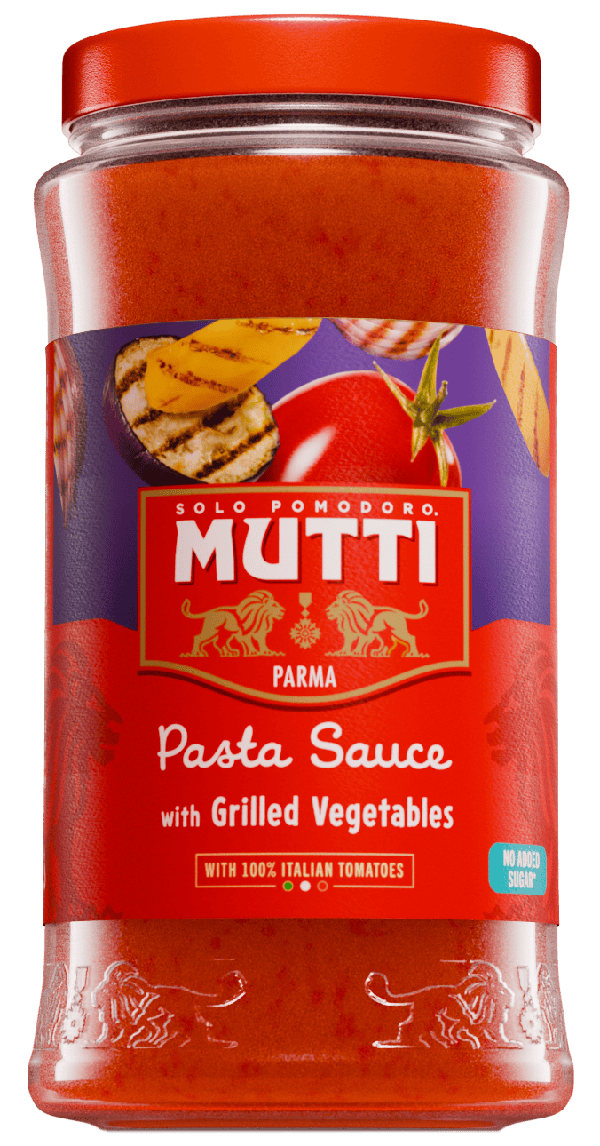 Pastasovs med grillte grøntsager