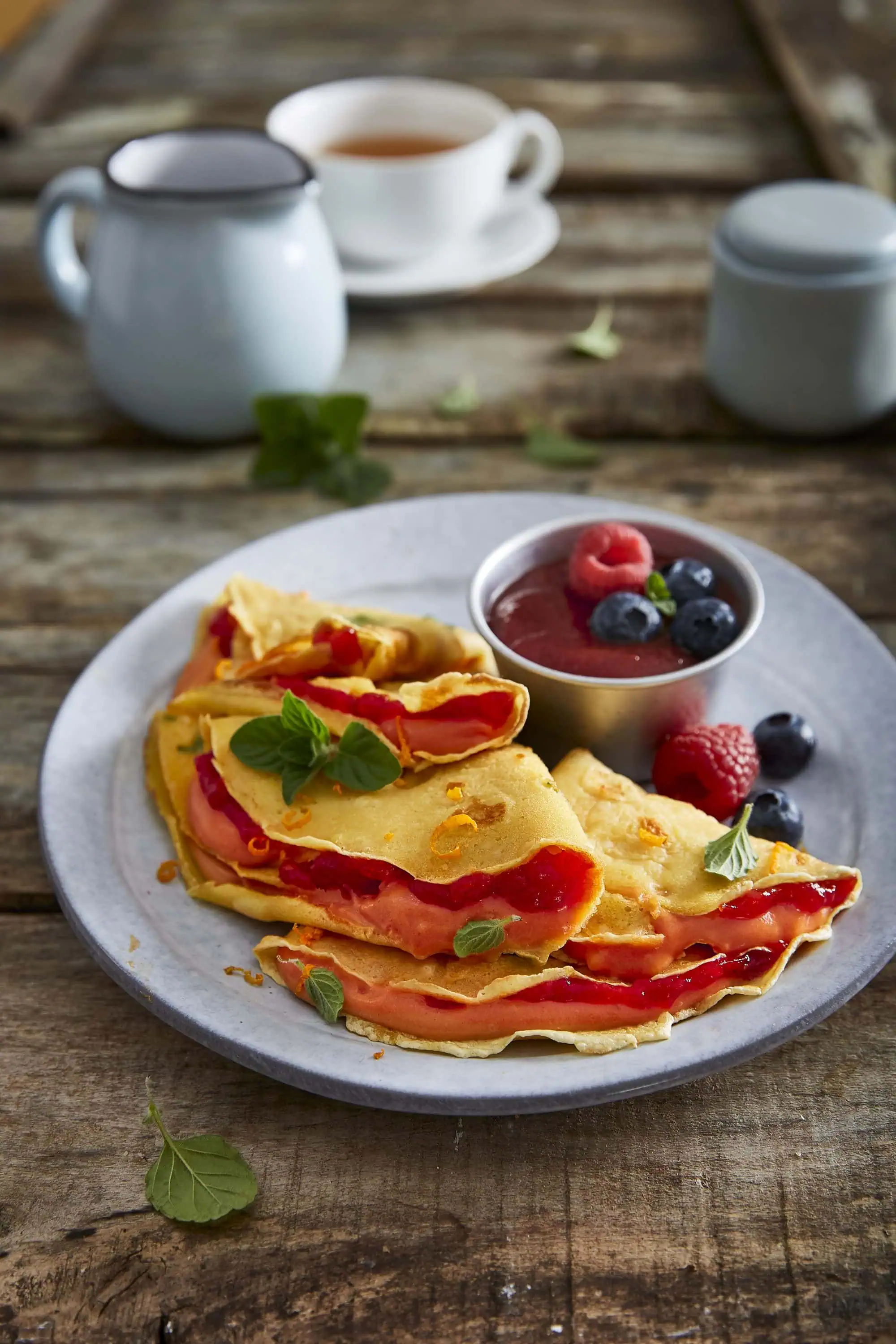Crêpe-oppskrift med rød vaniljekrem