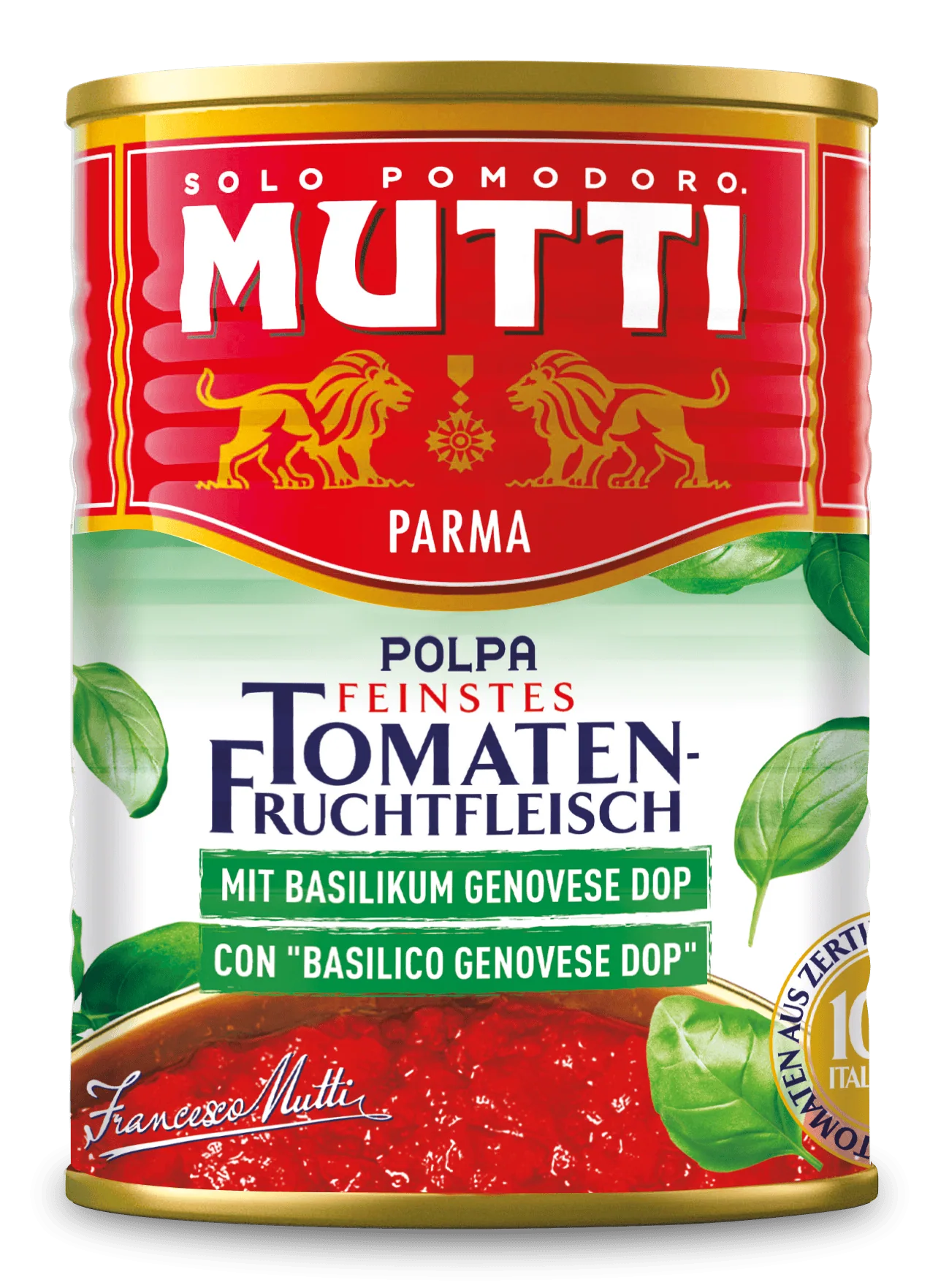 Tomatenfruchtfleisch mit Basilikum genovese dop
