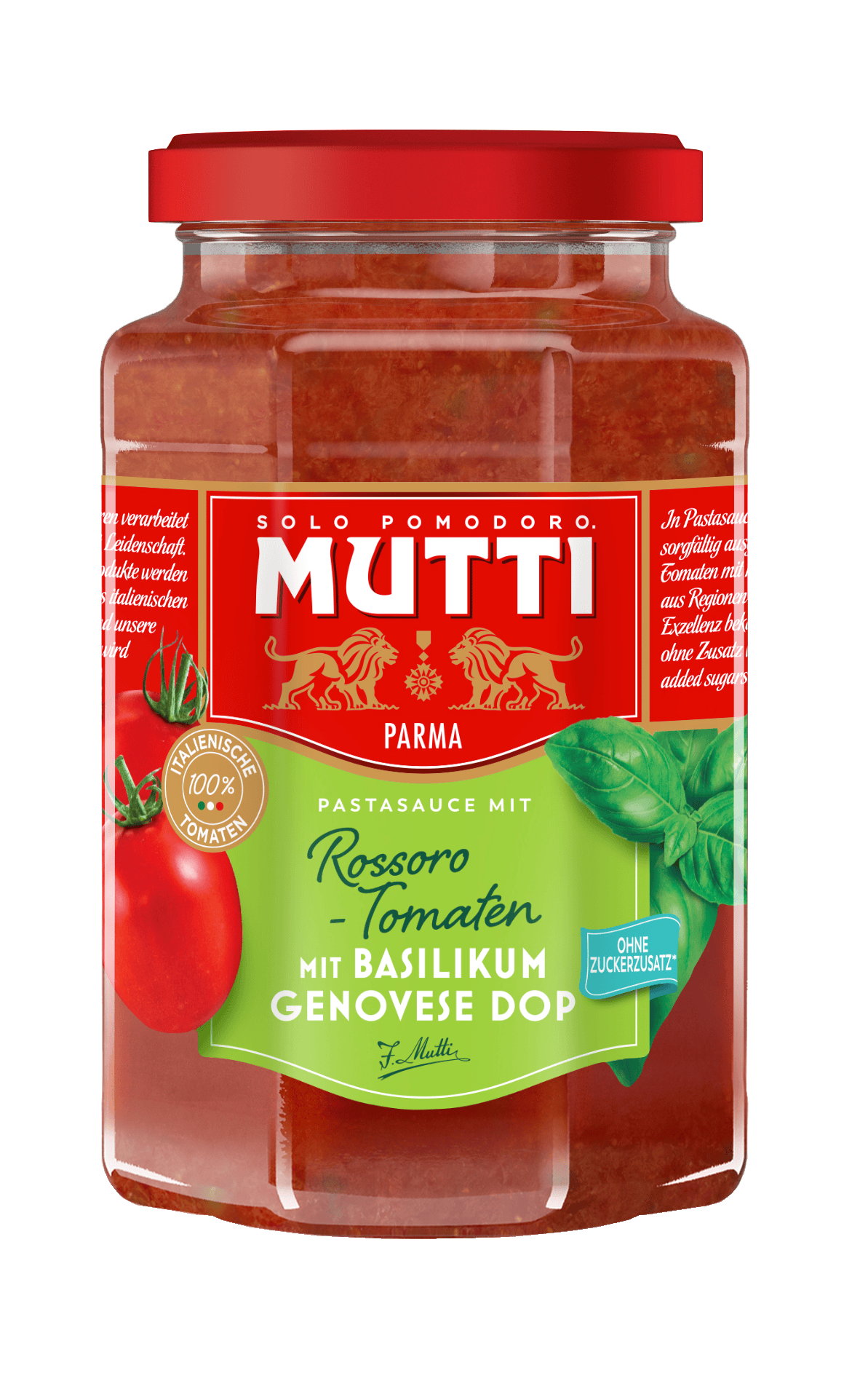Pasta Sauce mit Rossoro Tomaten mit Basilikum Genovese DOP