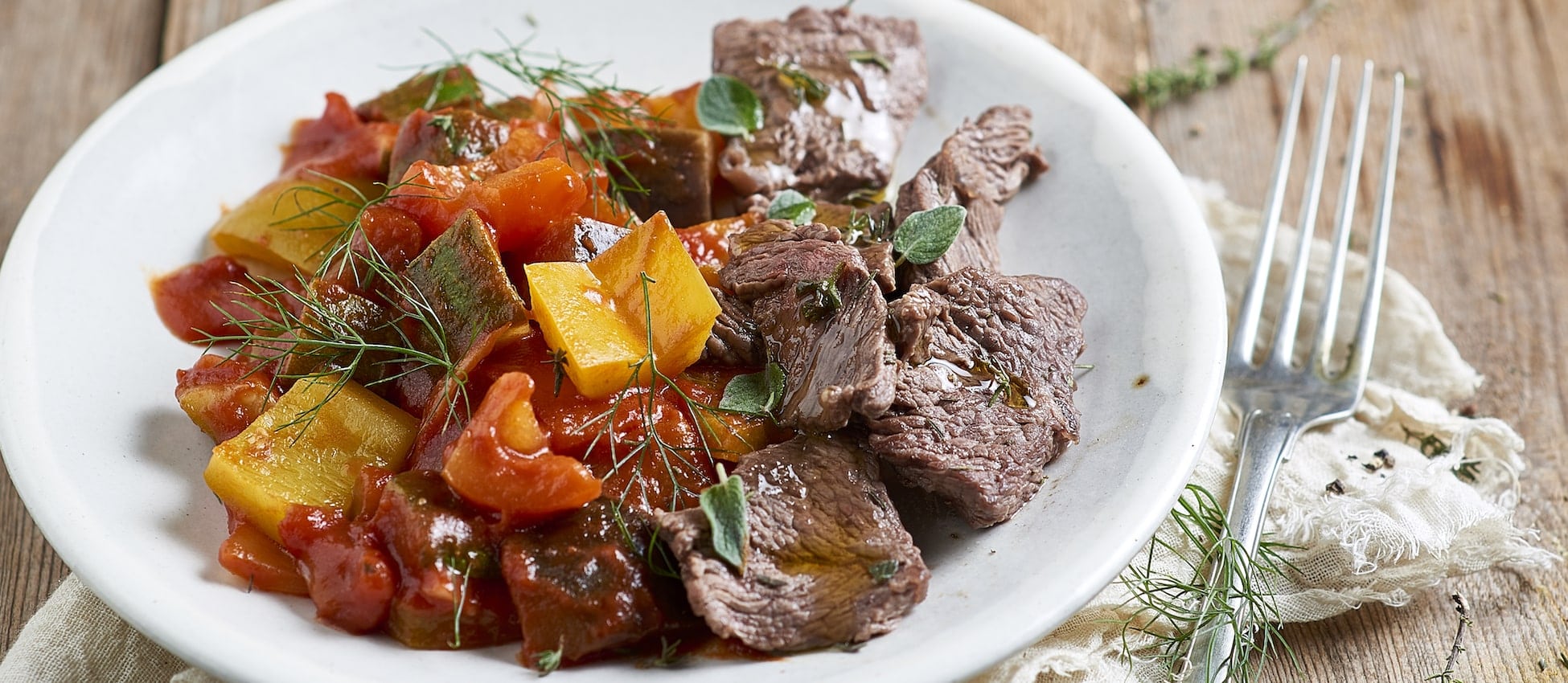 Ratatouille et bœuf mariné
