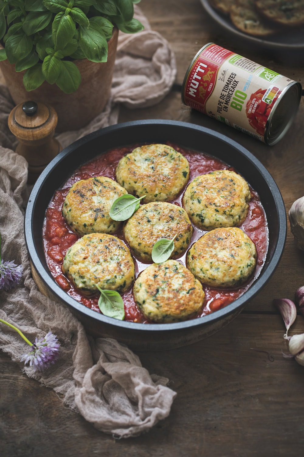 Galettes de cabillaud à la pulpe de tomates bio