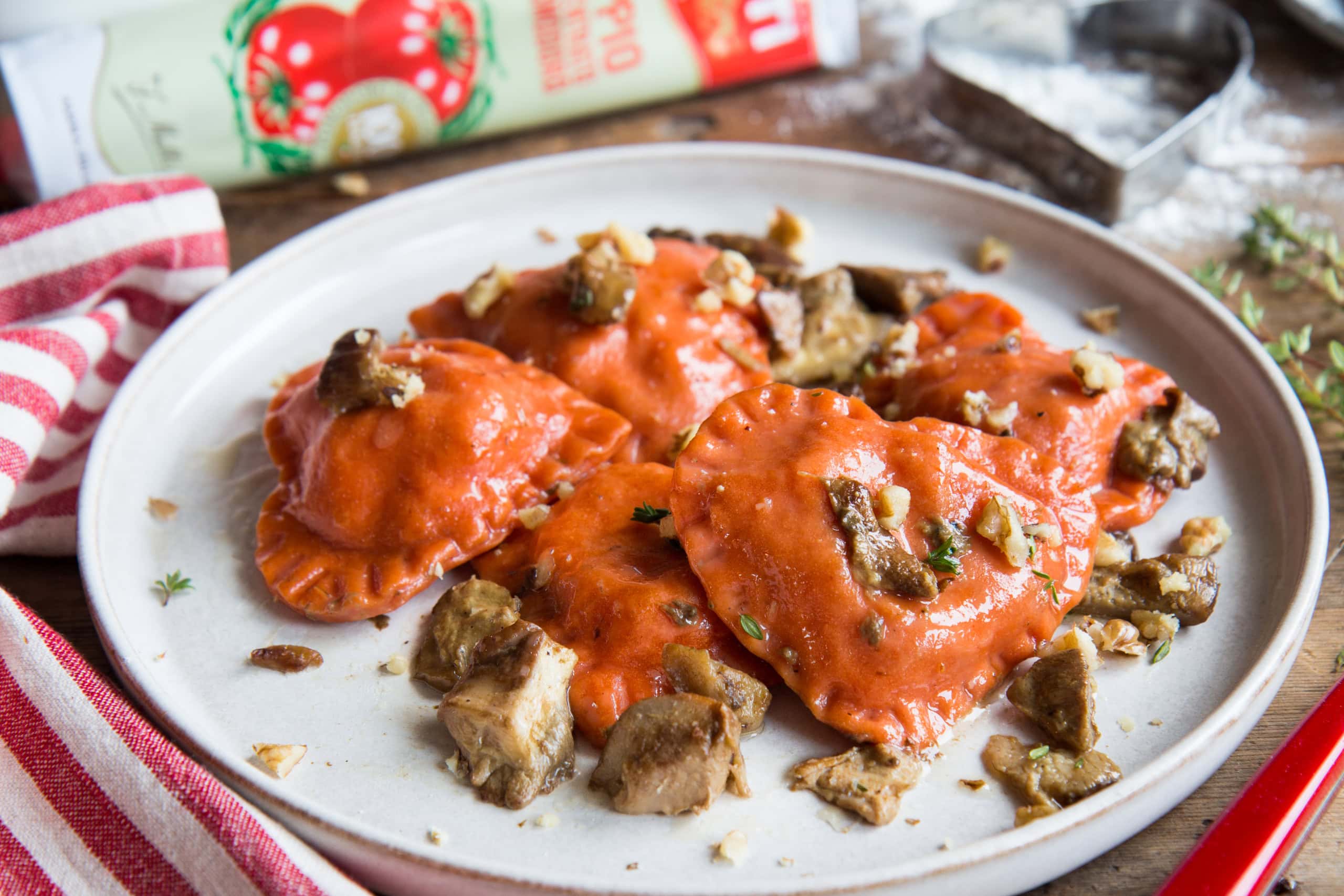 Raviolis aux tomates et aux cèpes