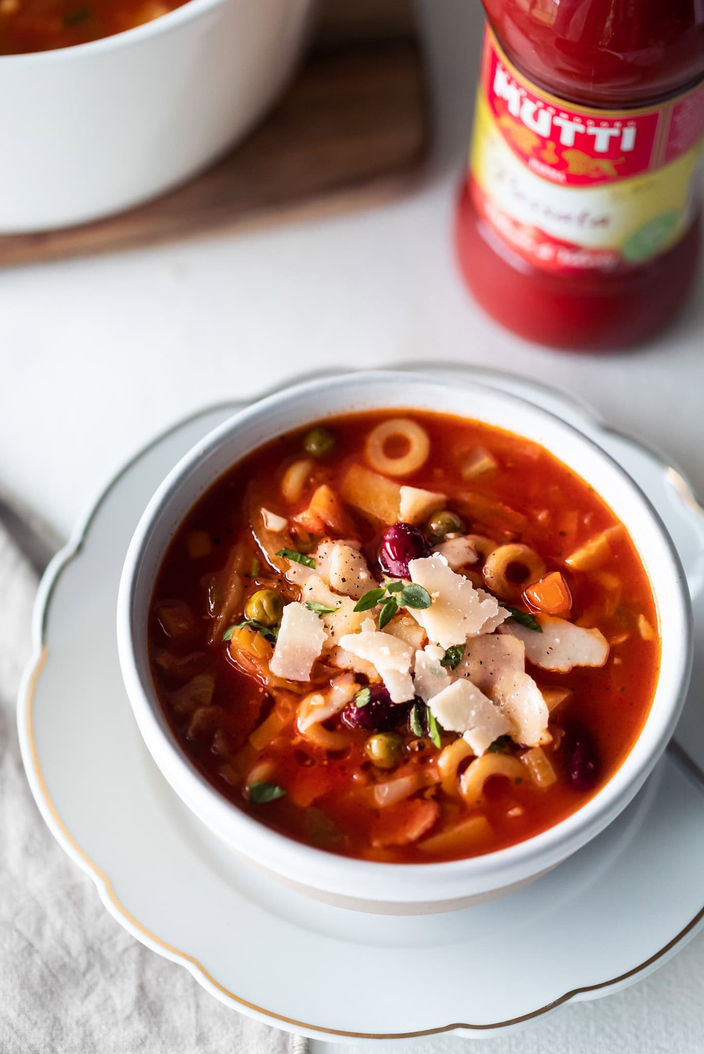 Hearty minestrone soup made with Passata