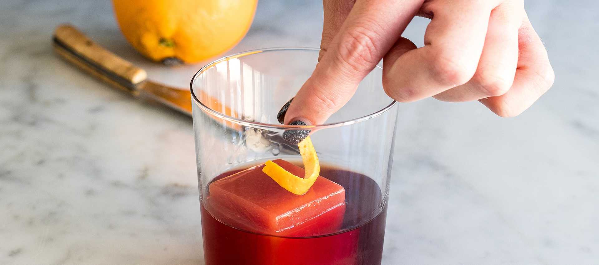 Bloody negroni made with sieved tomatoes