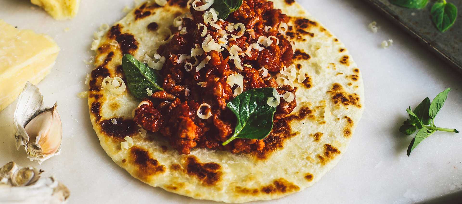 Recipe with tortillas and sieved tomatoes