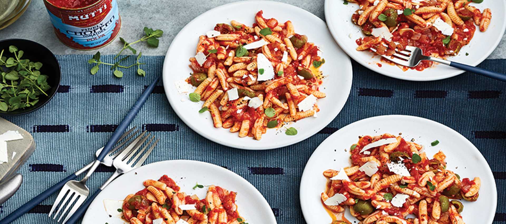 Sardinian pasta with olives and ricotta salata