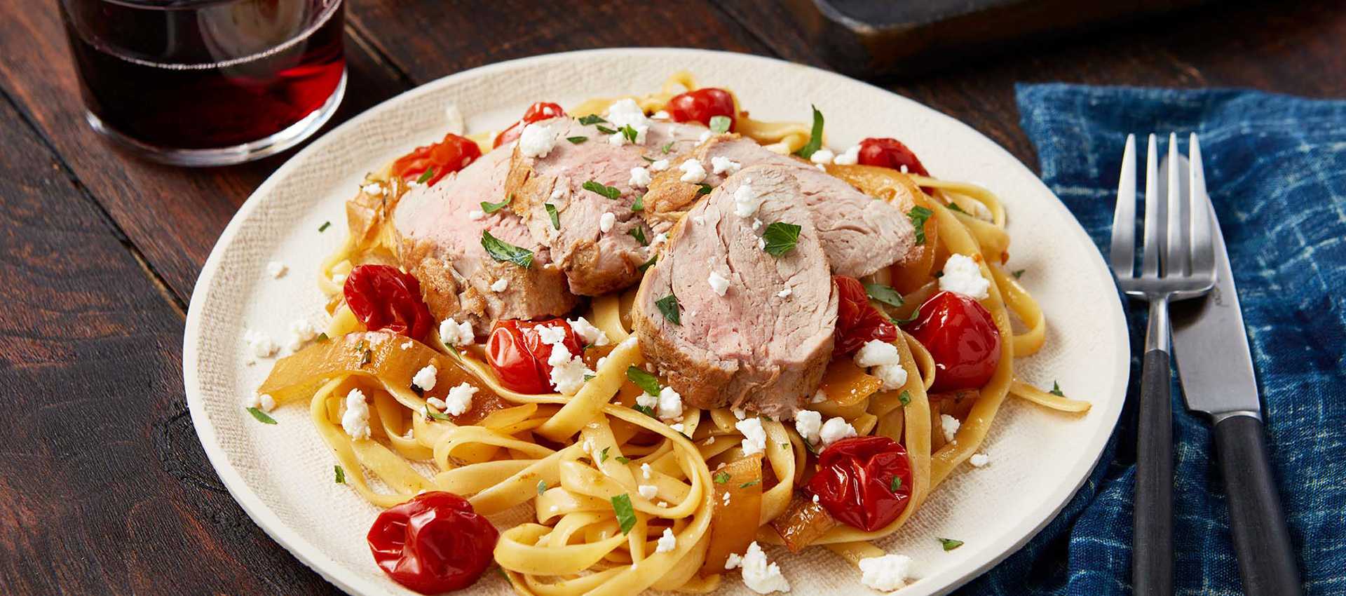 Tuscan pork tenderloin with cherry tomatoes