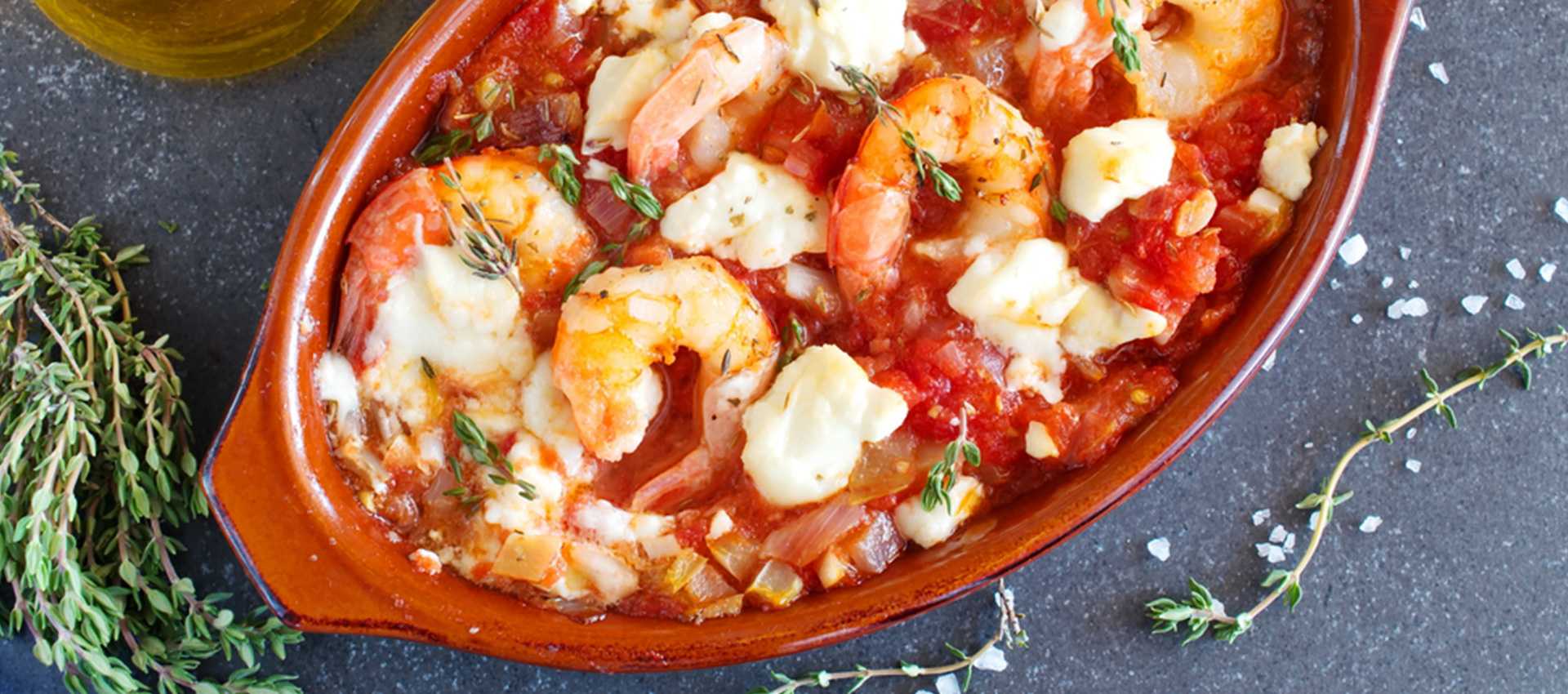 Baked shrimp with tomatoes and feta
