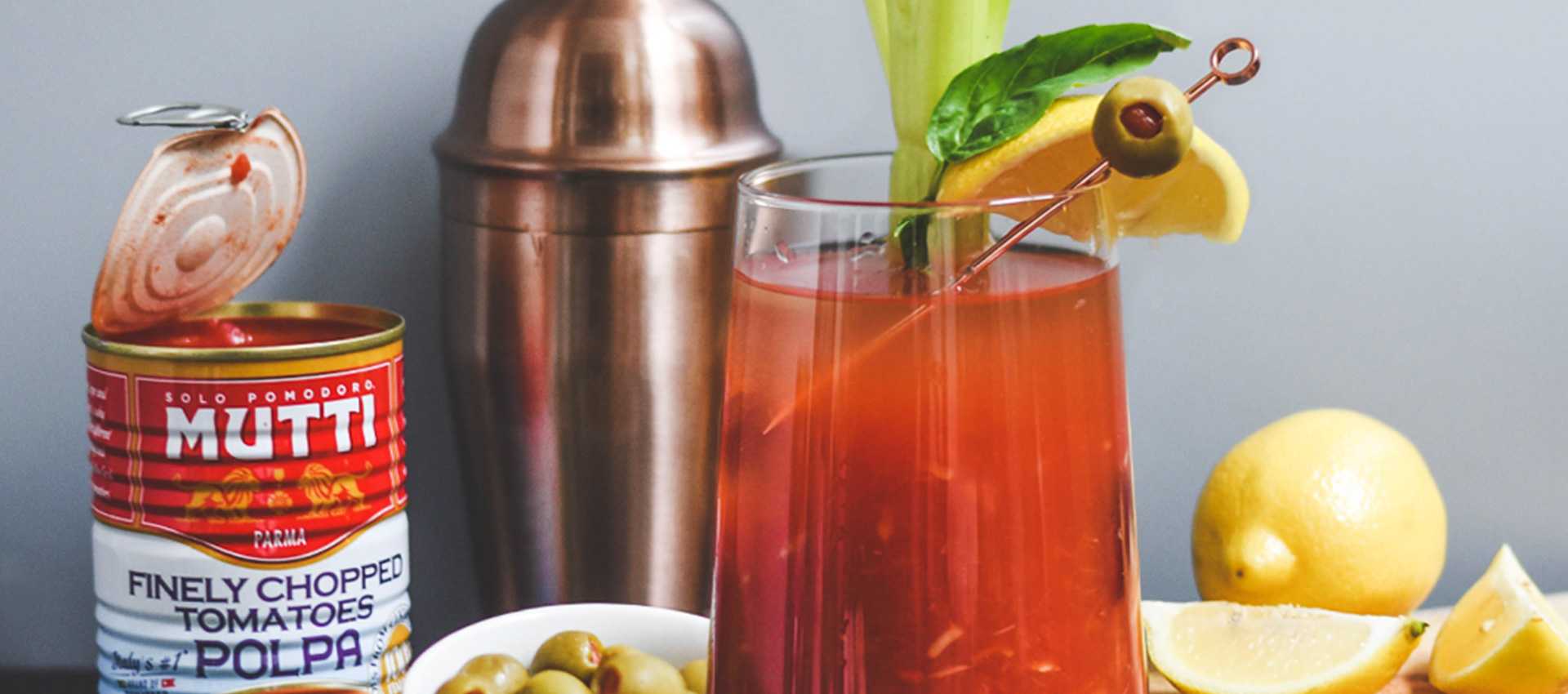 Tomato cocktail made with sieved tomatoes
