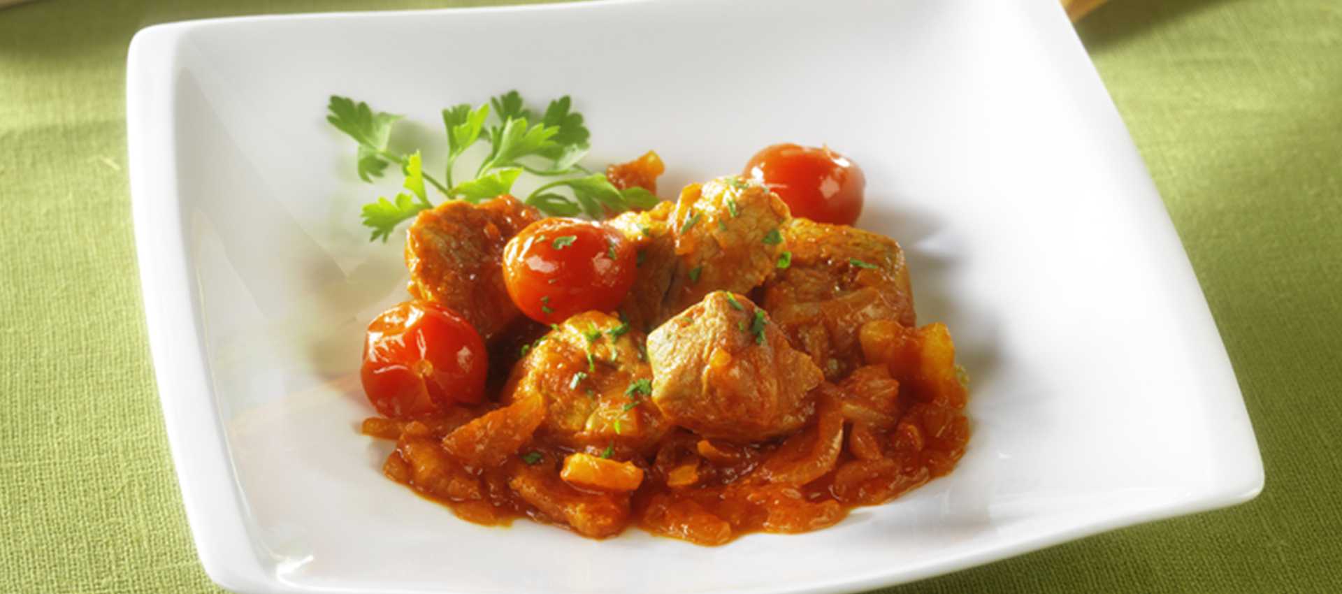 Pork hotpot made with tomato puree