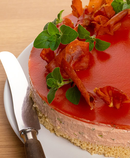 Tomato cheesecake on a couscous bottom