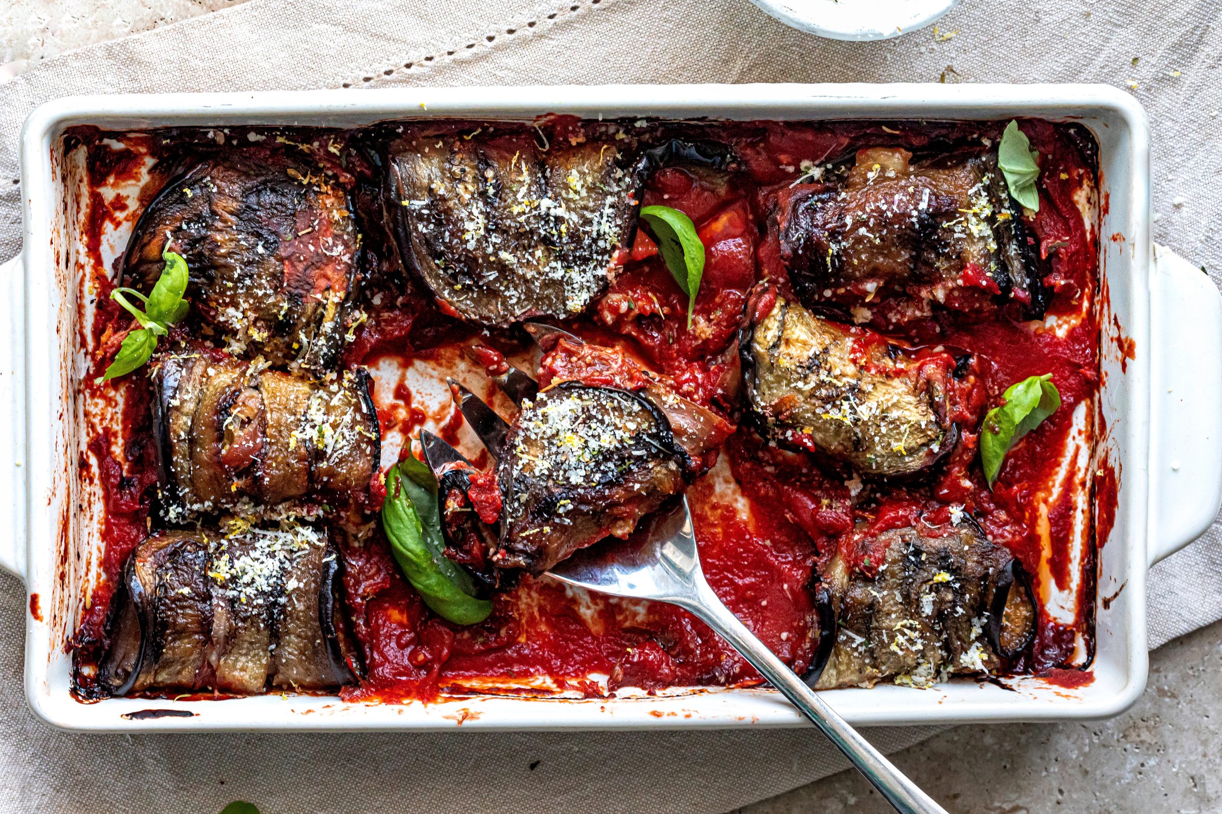 Aubergine involtini with Parma ham