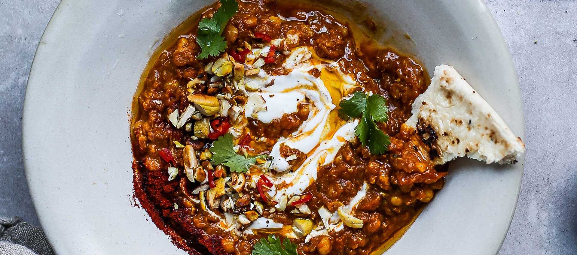 Daal made with peeled tomatoes