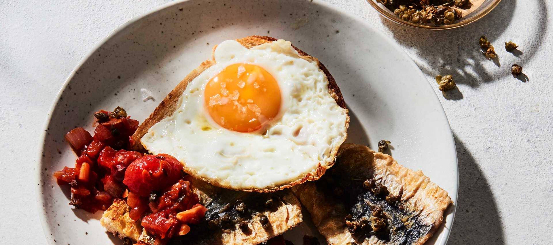 Gourmet breakfast with datterini tomatoes
