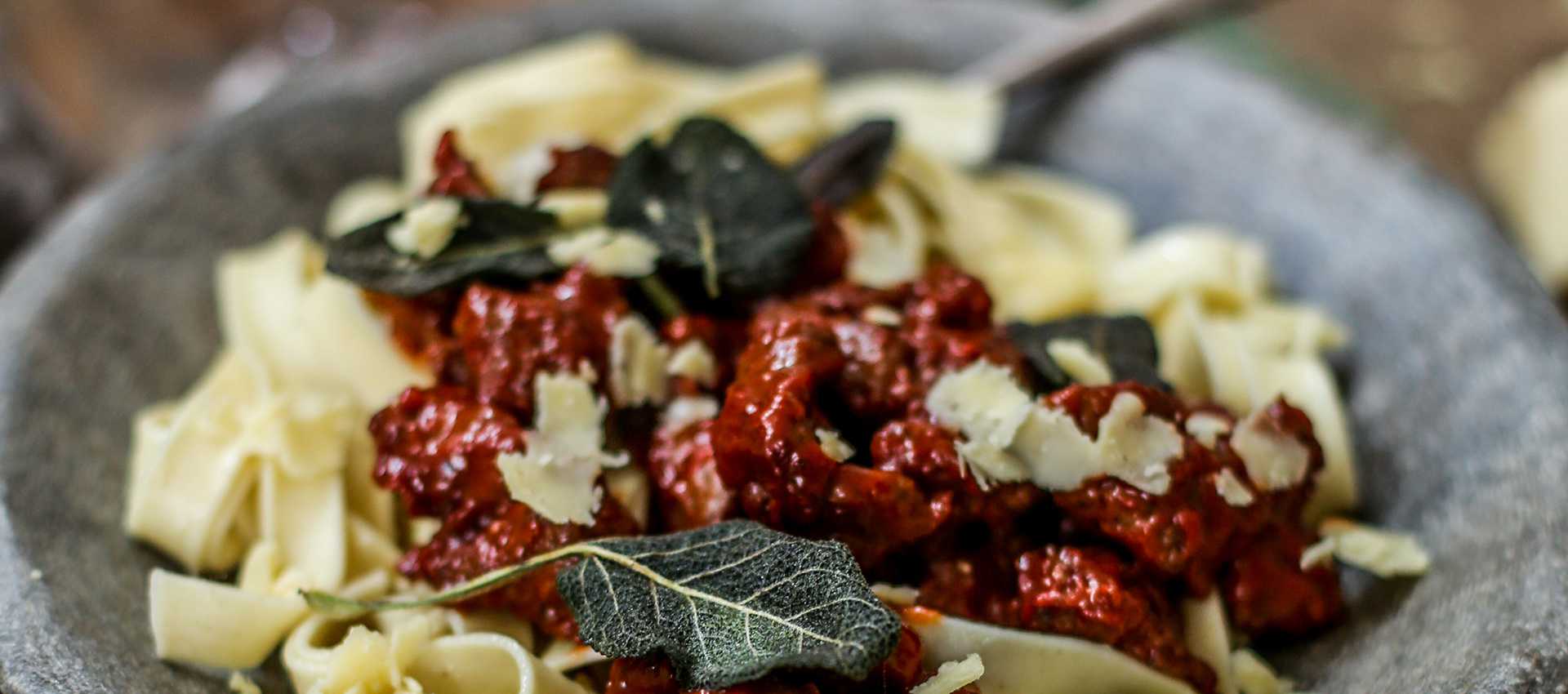 Italian sausage pasta with tomato puree