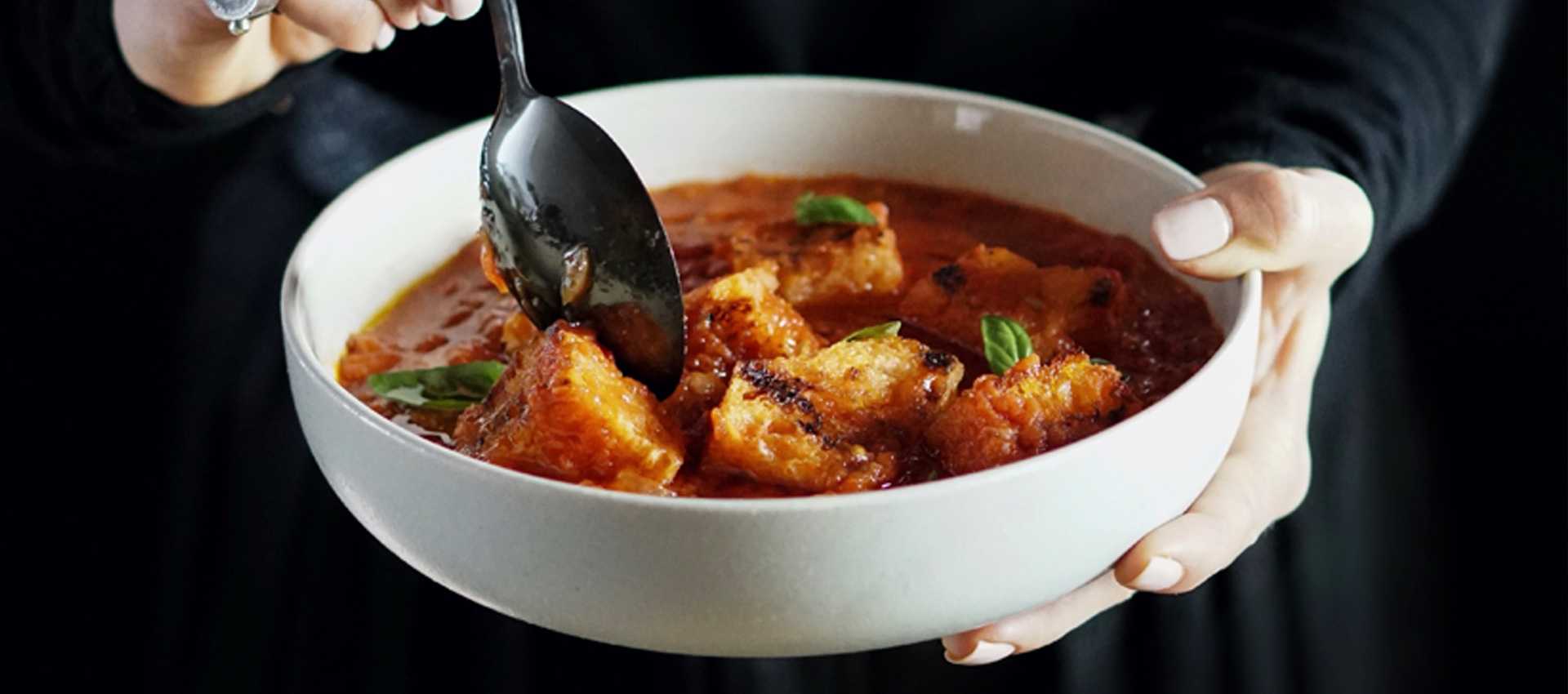 Pappa al pomodoro made with chopped tomatoes