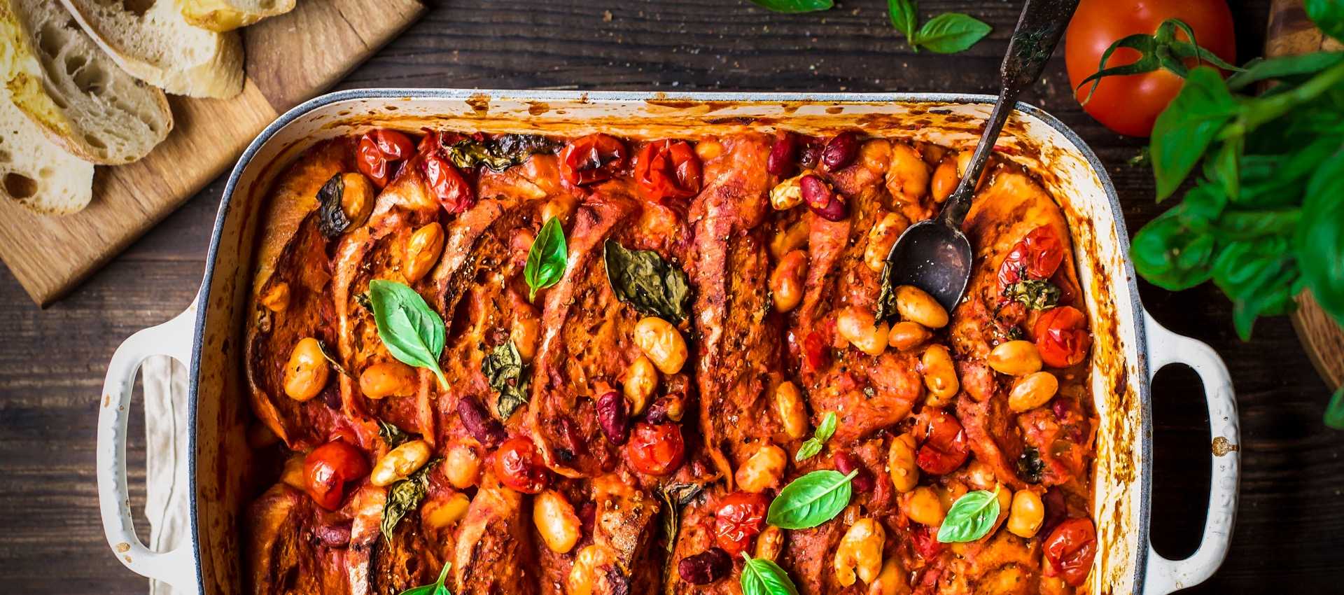 Butter bean bake with cherry tomatoes