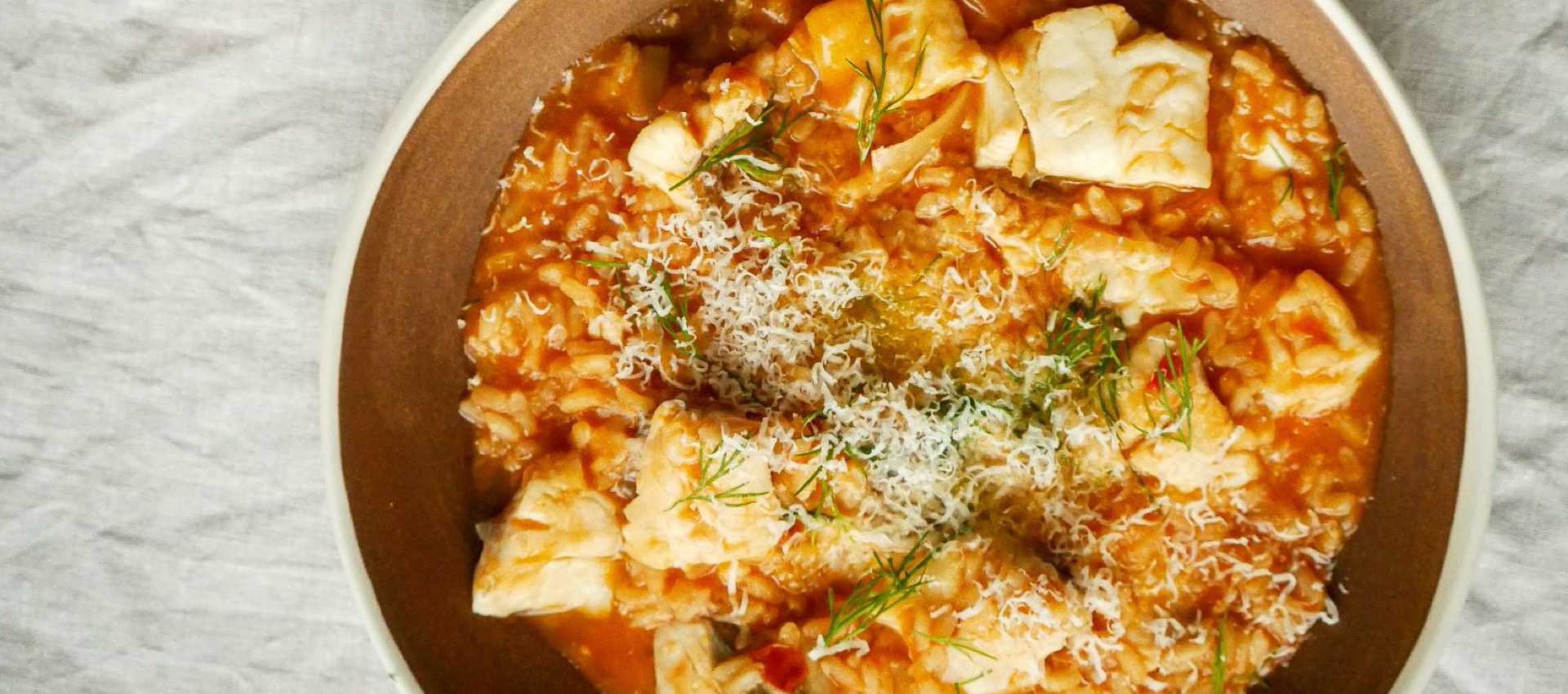 Fish risotto with tomato and fennel