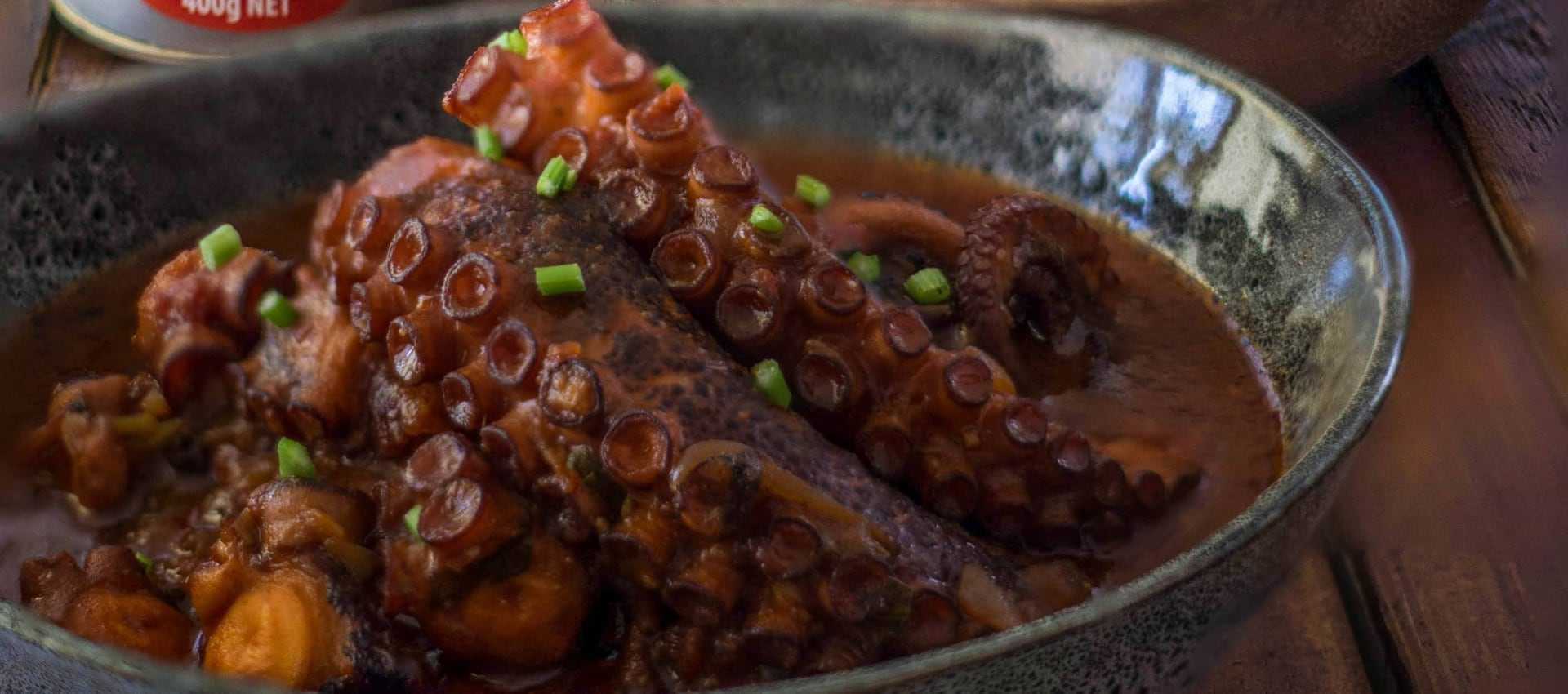 Mauritian octopus curry with peeled tomatoes