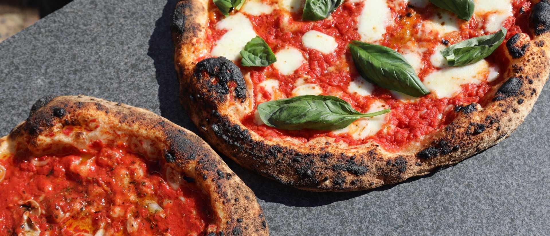 Neapolitan style pizza with pizza sauce