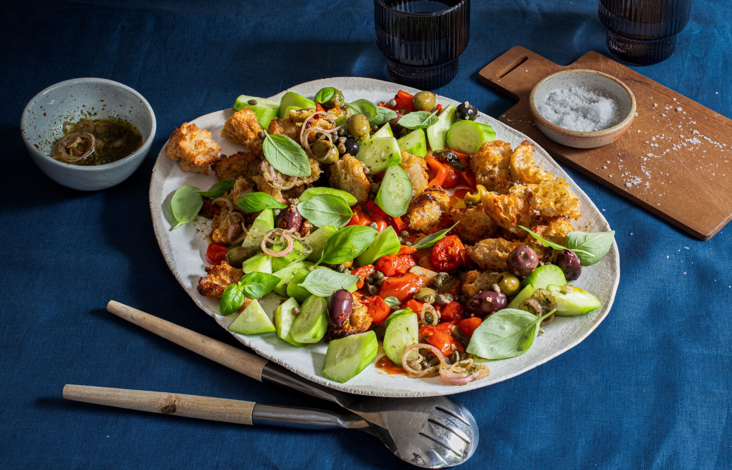 Capsicum panzanella with roasted cherry tomato