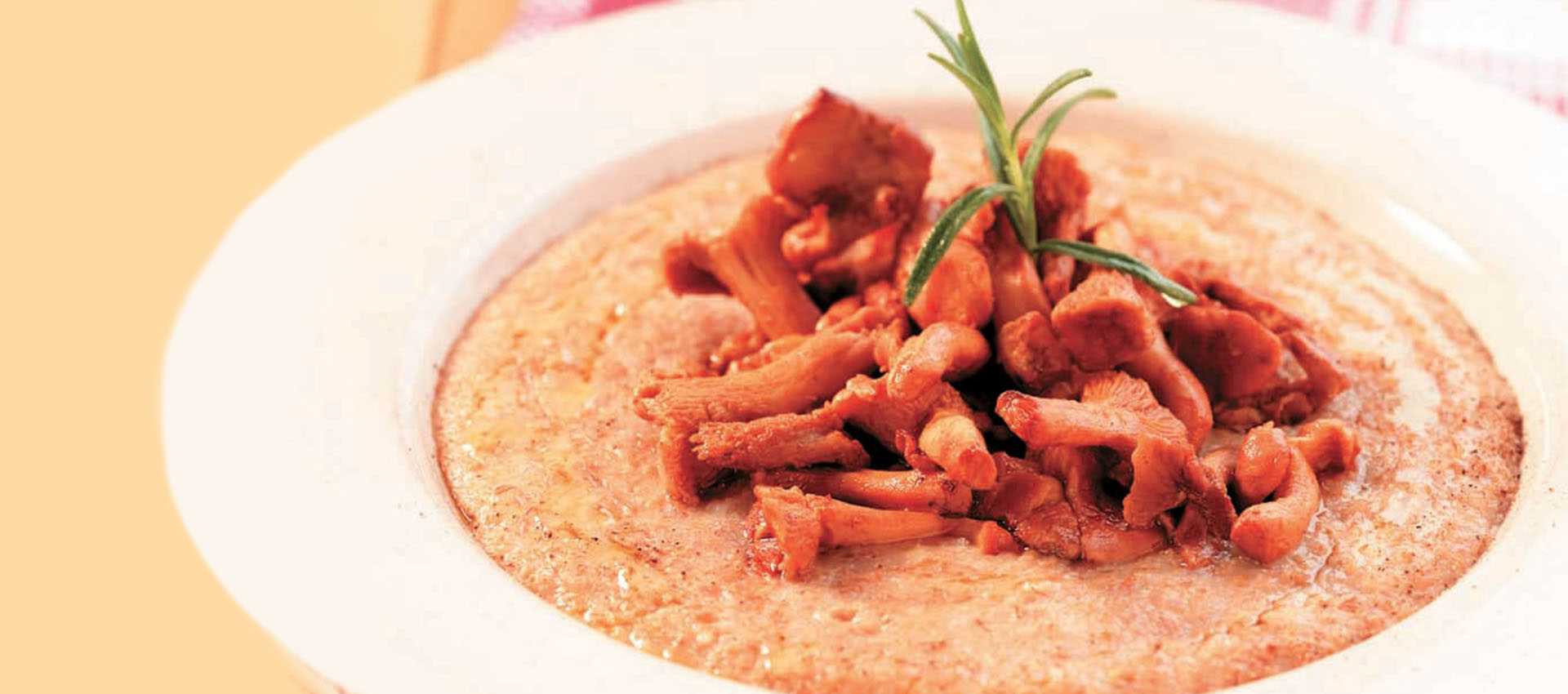 Romige spelt met cantharellen