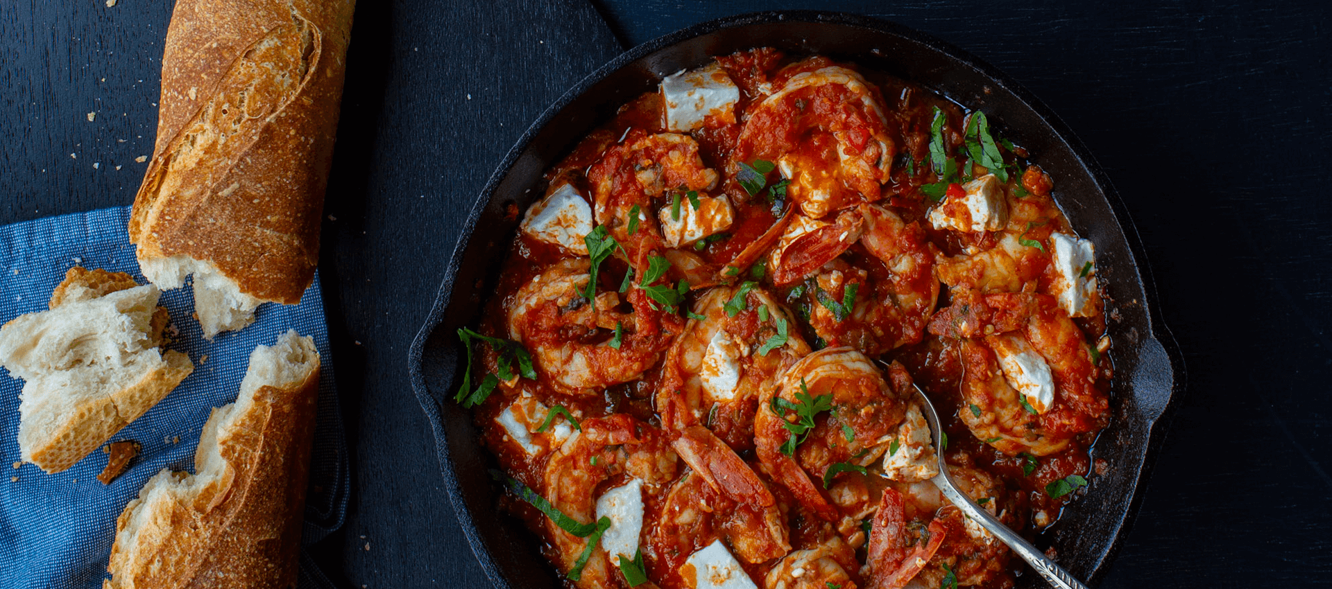 Shrimp Saganaki with Crushed Tomatoes