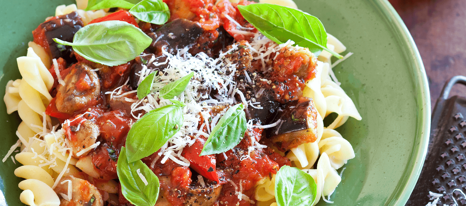 Ratatouille Pasta made with Crushed Tomatoes