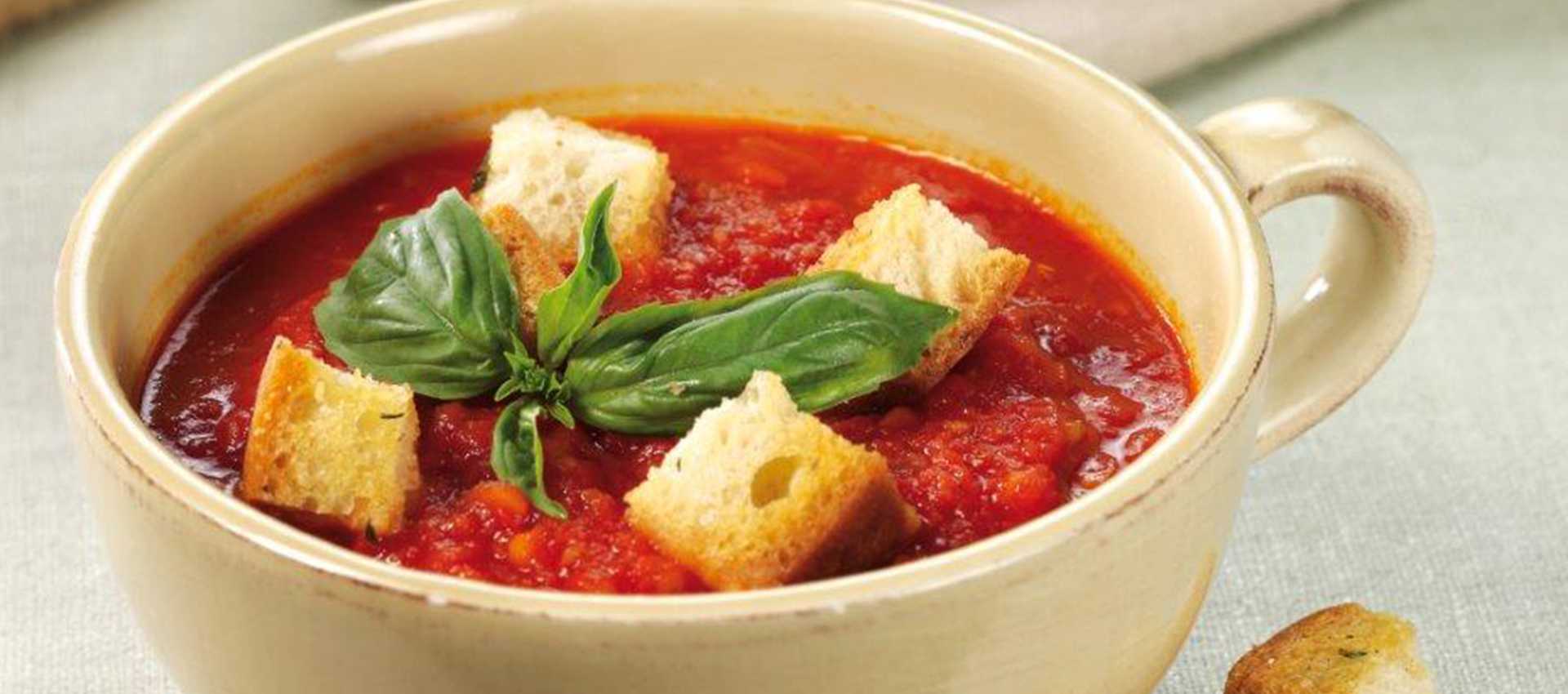Tomato Soup with Croutons made with Tomatoes